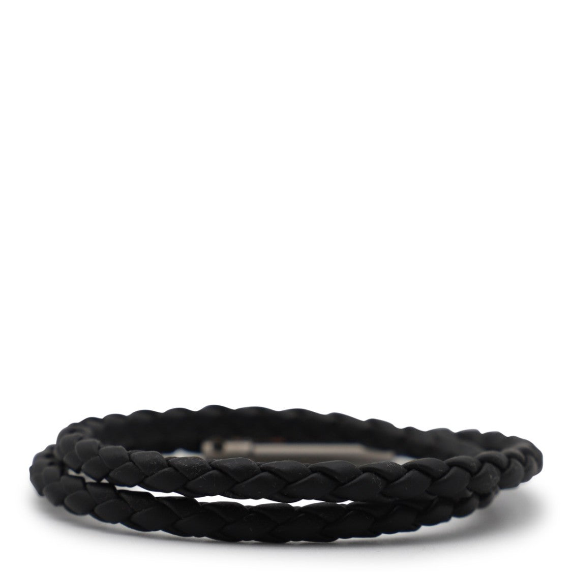 Tod's Double-Wrap Braided Leather Bracelet With Polished Silver Clasp