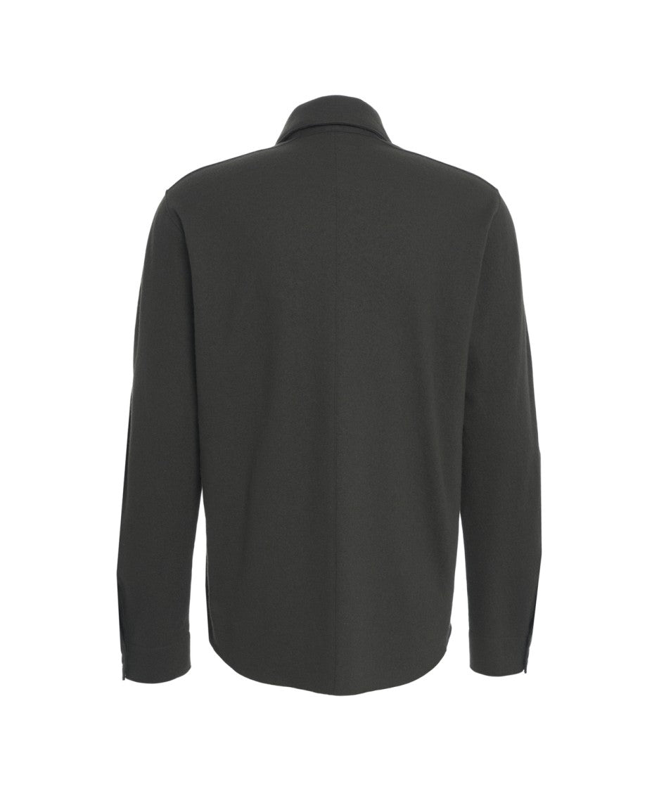 Transit Lana Vergine Overshirt With Classic Collar And Button Closure