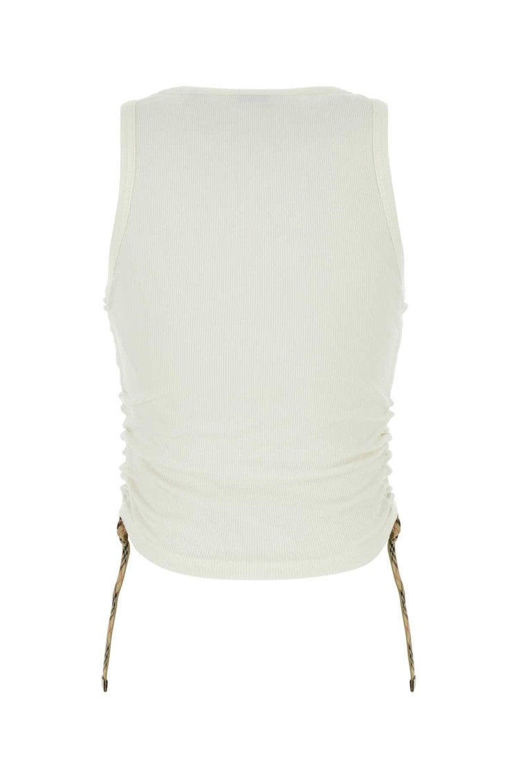 Burberry White Stretch Cotton Tank Top