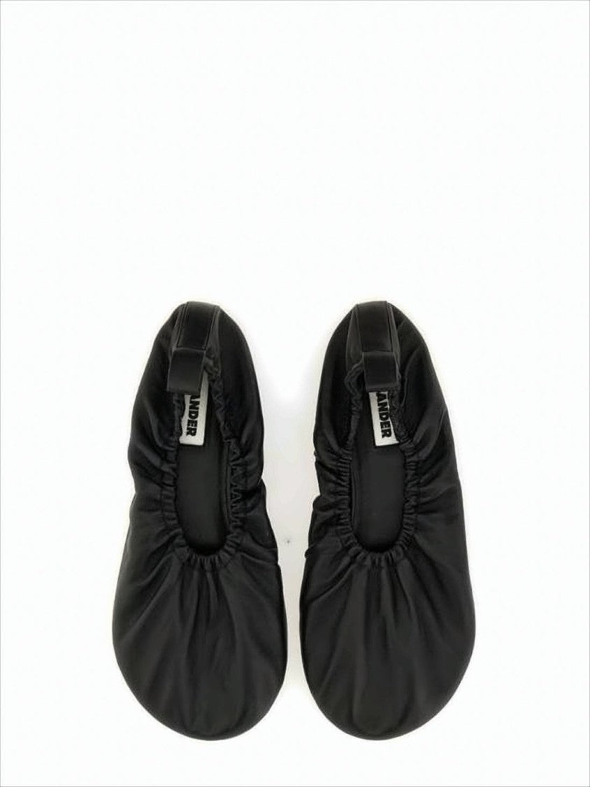 Jil Sander Pointed Toe Black Lambskin Flat Shoes