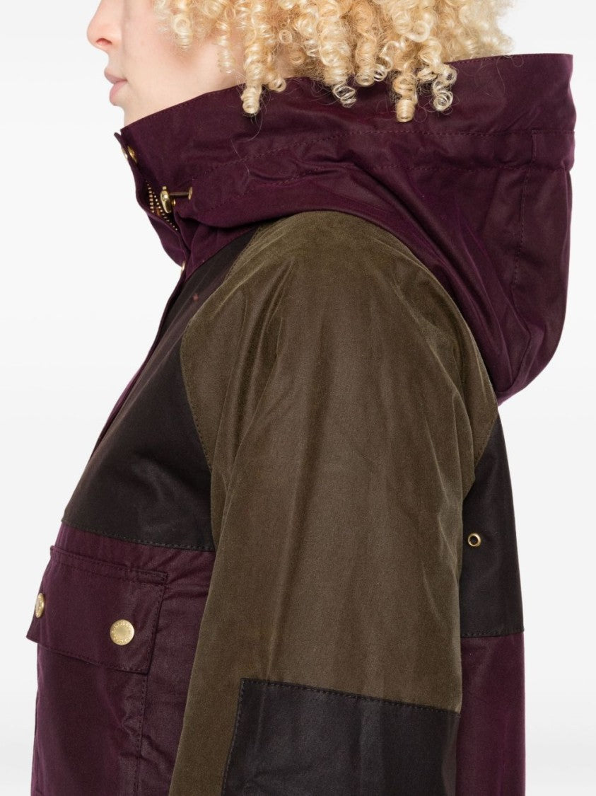 Barbour Patchwork Design Bordeaux Jacket With Hood