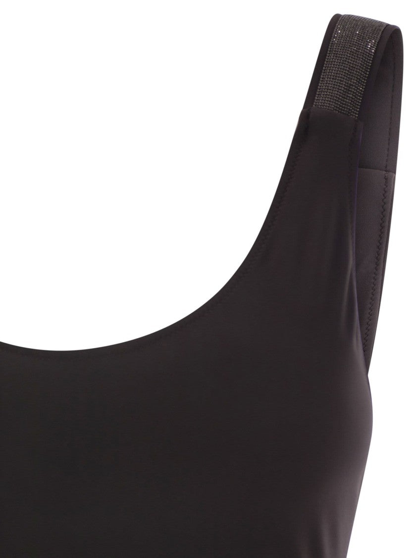 Brunello Cucinelli One-Piece Swimming Costume In Techno Jersey