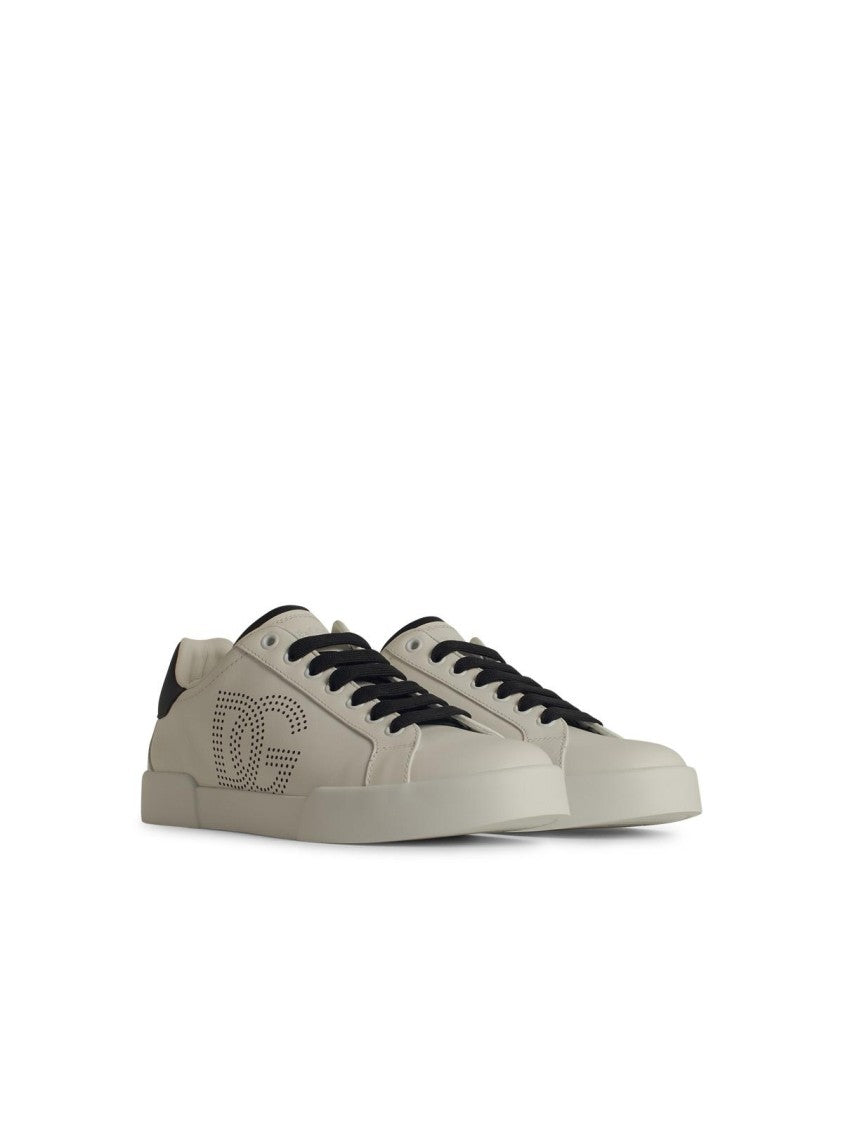 Dolce & Gabbana Portofino' Beige Leather Sneakers