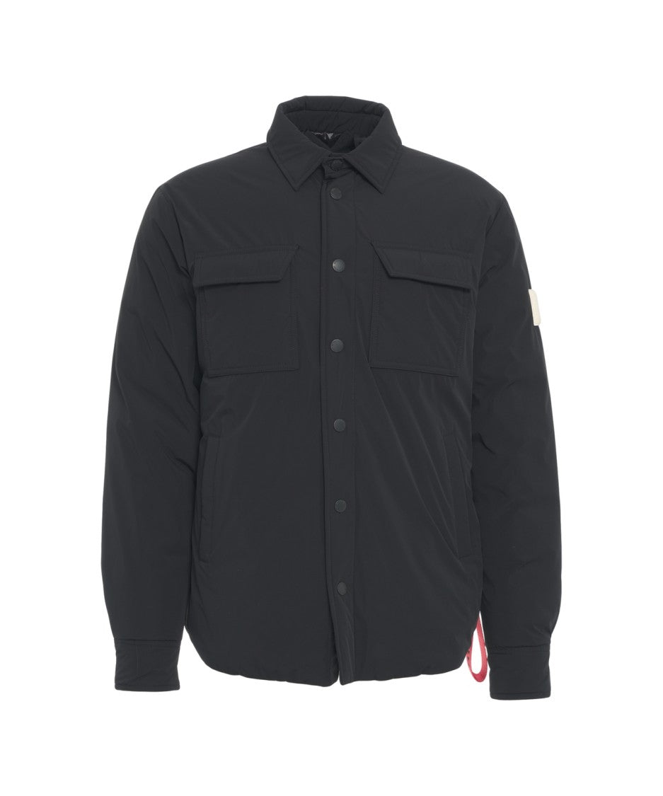 After Label Quilted Lightweight Overshirt With Classic Collar And Functional Pockets