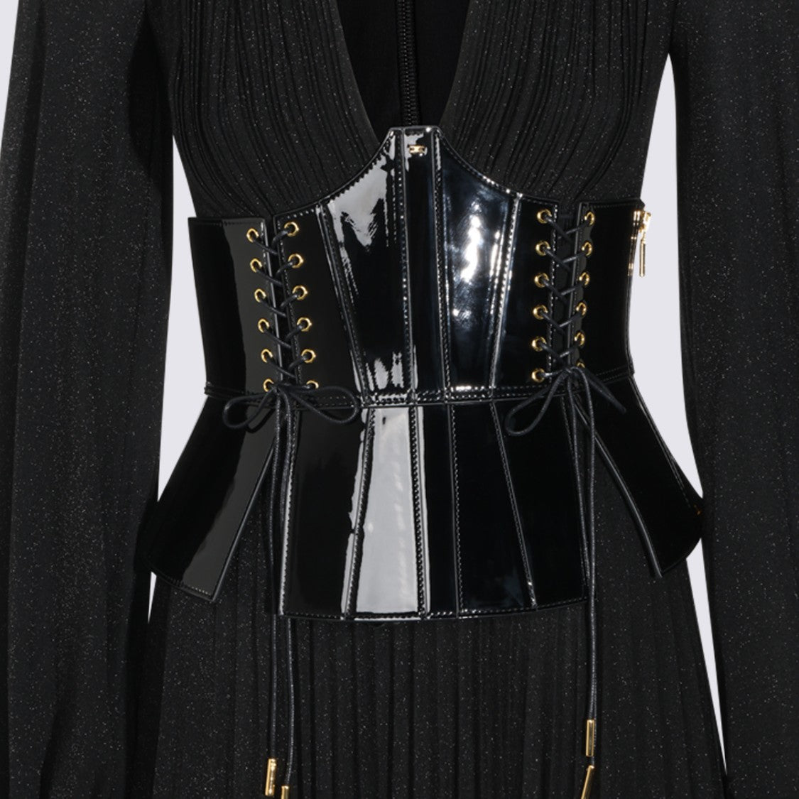 Elisabetta Franchi Deep V-Neck Gathered Cuffs Maxi Dress