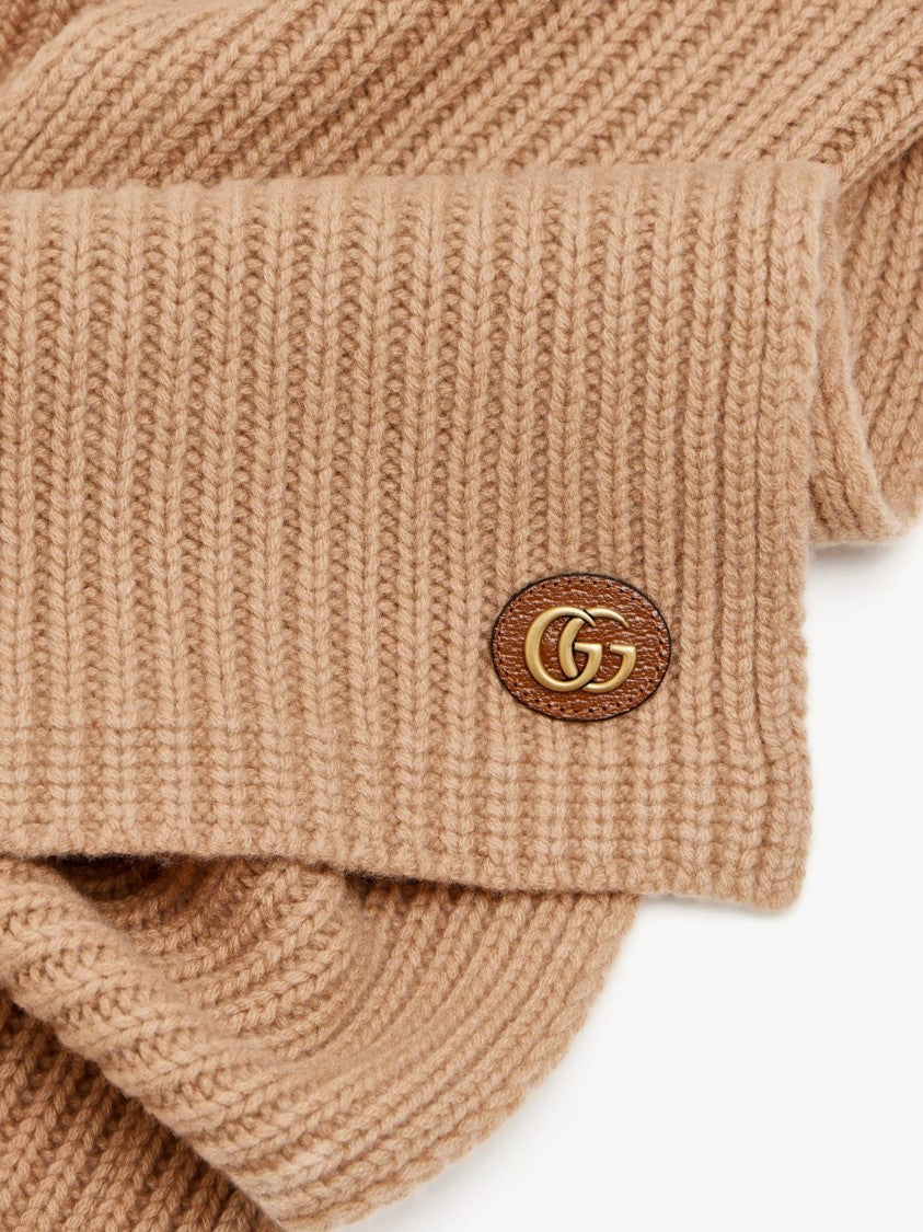 Gucci Camel Sciarpa Ribbed Knit Scarf