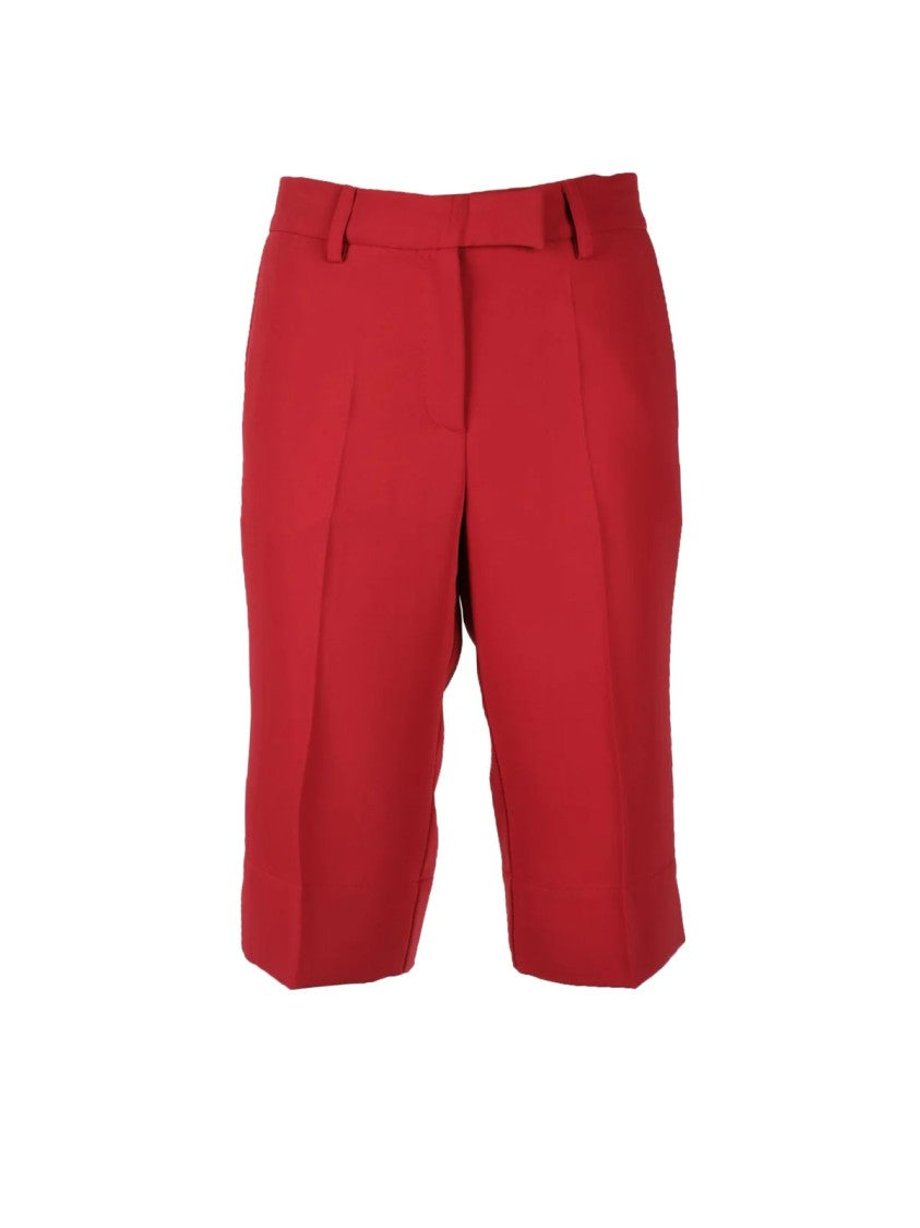 Semi Couture Red Tailored Fit Bermuda Shorts