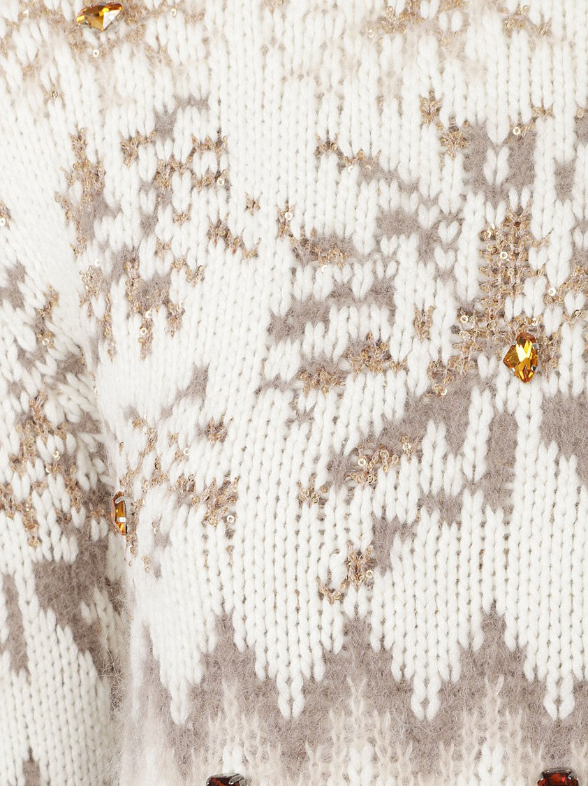 Fabiana Filippi Knit Sweater With Geometric And Floral Patterns