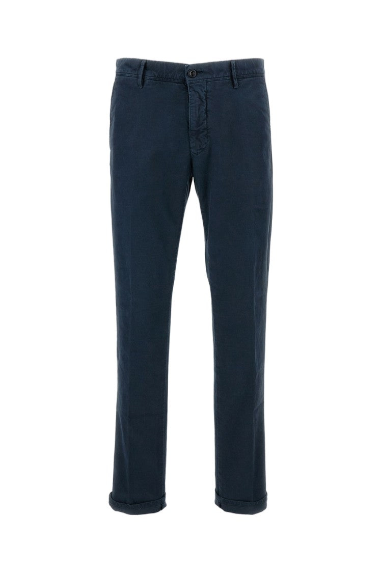 Incotex Blue Stretch Cotton Slim-Cut Straight-Leg Pants