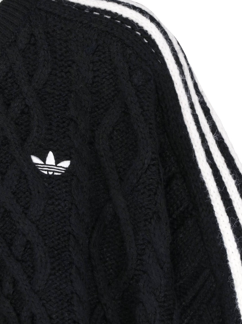 Adidas Black Cable-Knit Stripe Sweatshirt