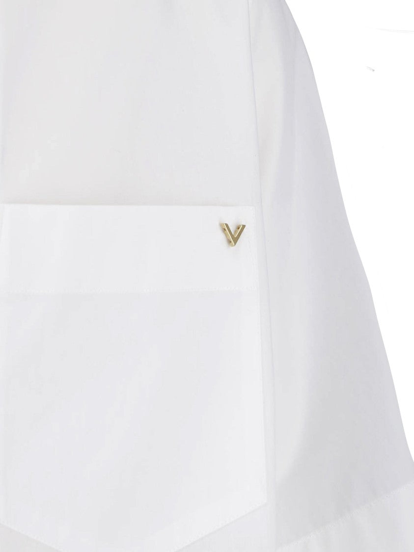 Valentino White Vgold Boxy Silhouette Cotton Shirt