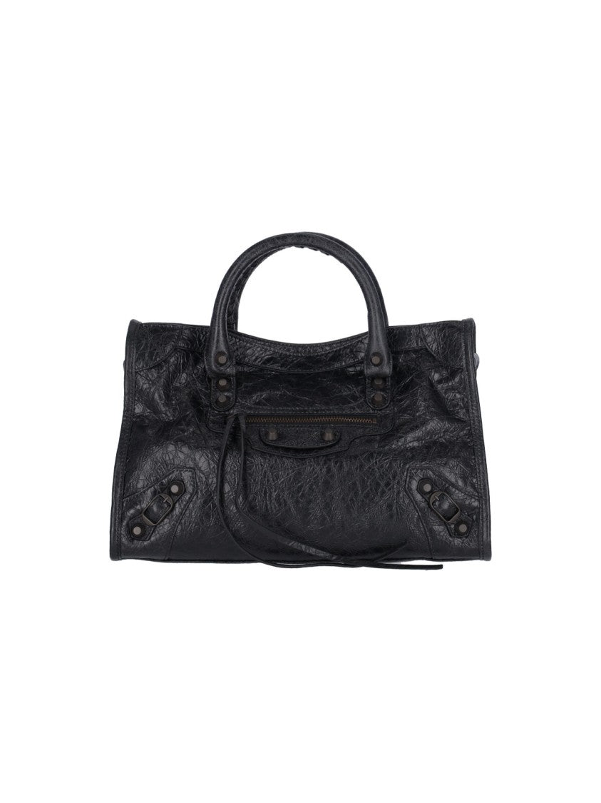 Balenciaga Small Black Lambskin Leather Handbag