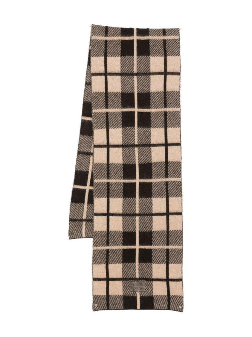 Guest In Residence Classic Checkered Brown Scarf With Wool-Cashmere Blend