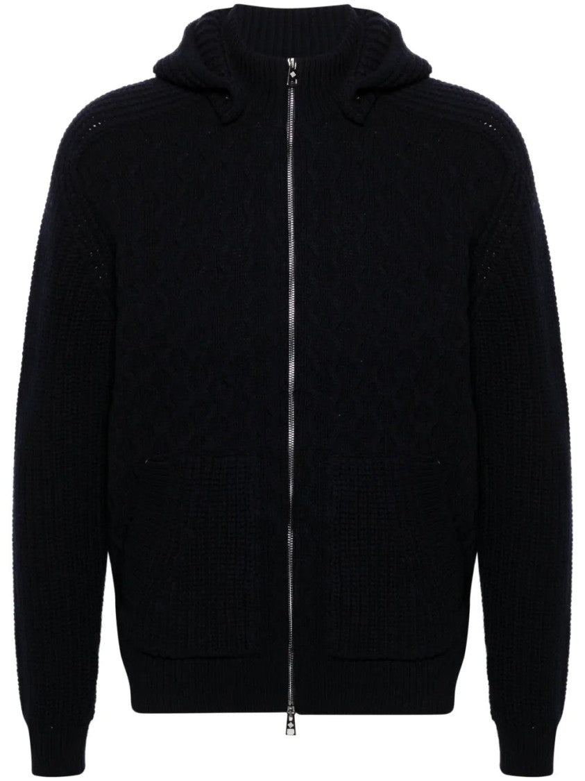 Tagliatore Textured Knit Hoodie With Full Zip
