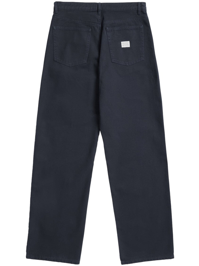 Norse Projects Relaxed Fit Blue Trousers In Heavy Twill
