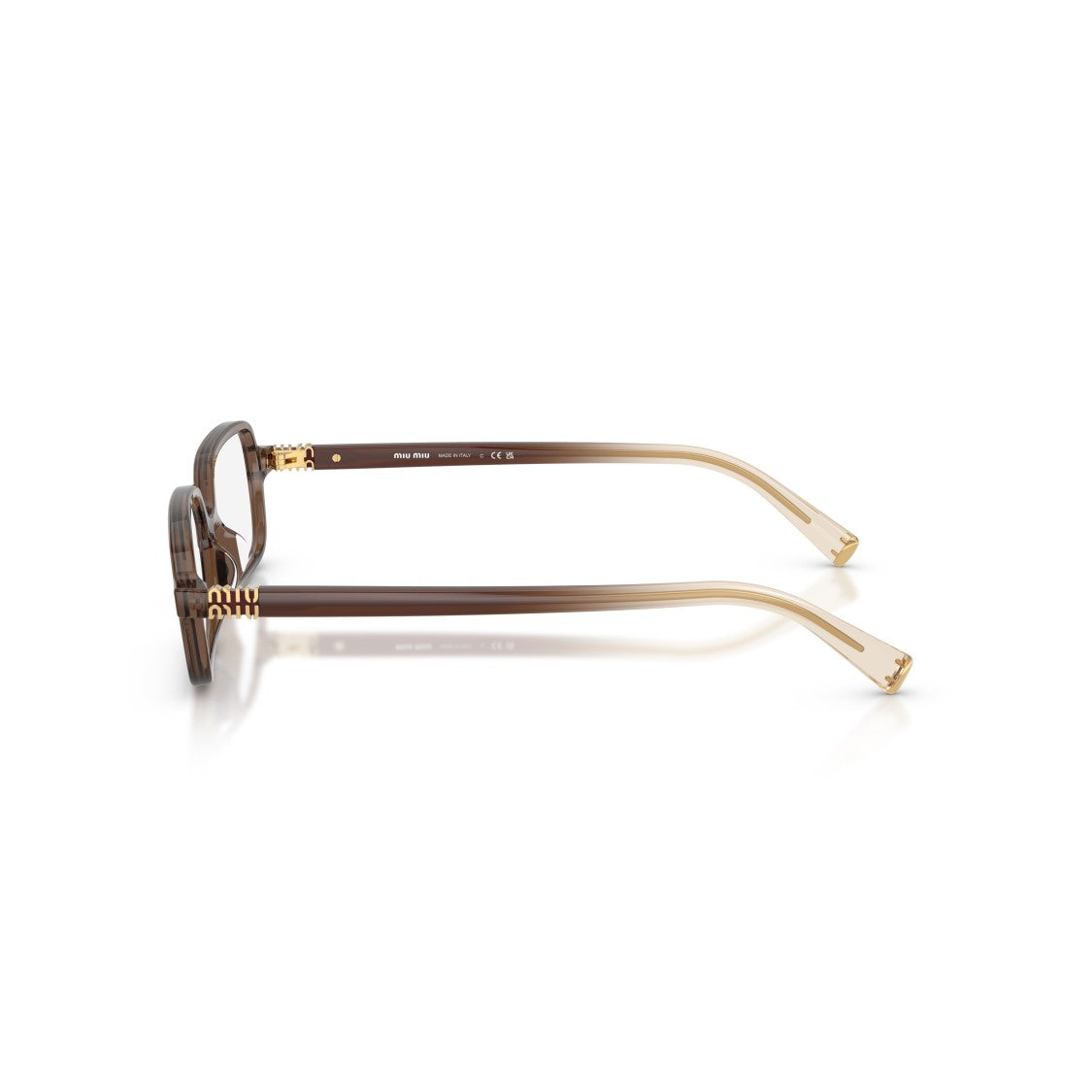 Miu Miu 0Mu 01Yv Translucent Brown Acetate Rectangular Eyeglasses