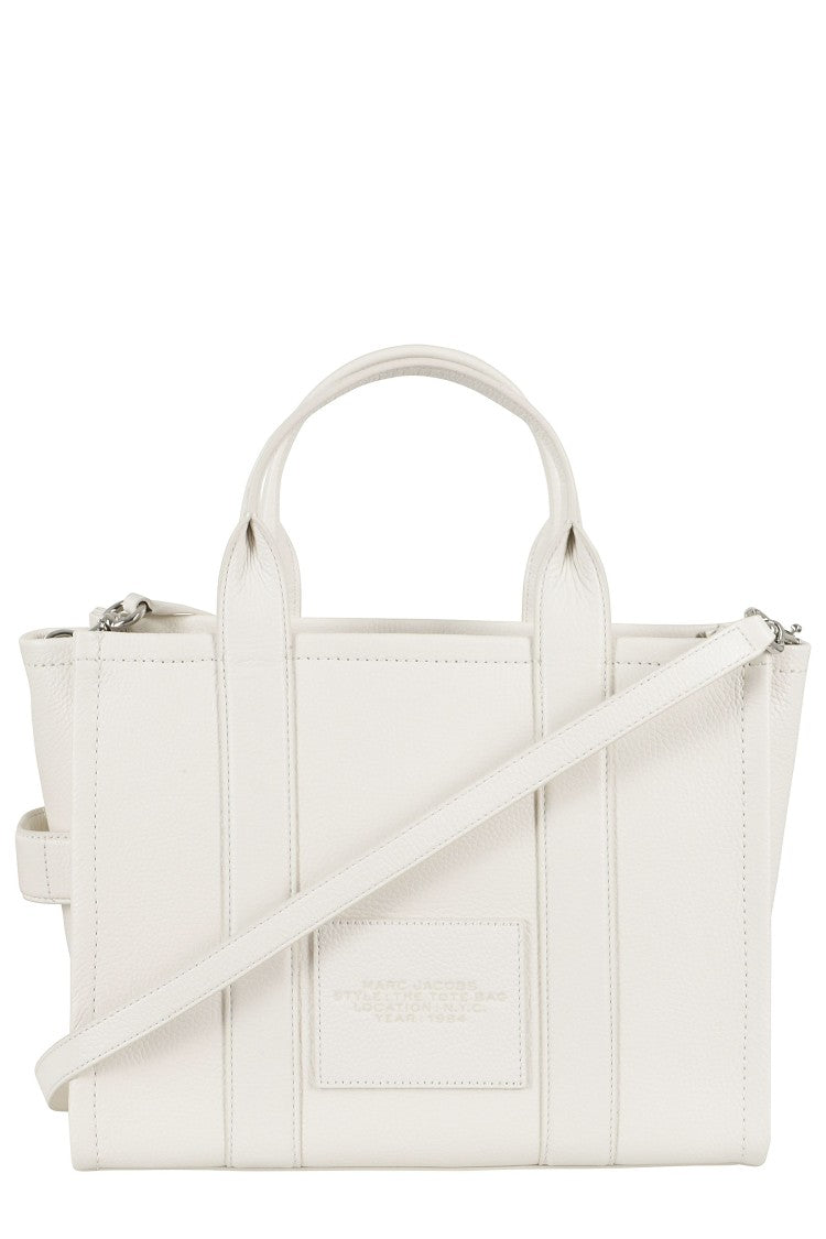 Marc Jacobs Cotton Silver The Medium Leather Embossed Logo Tote Bag