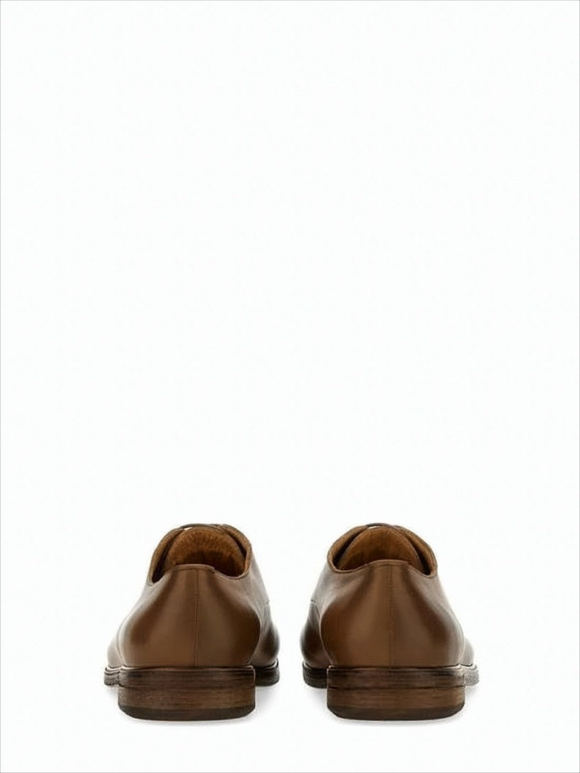 Marsèll Minimalist Brown Leather Dress Shoes With Rounded Toe