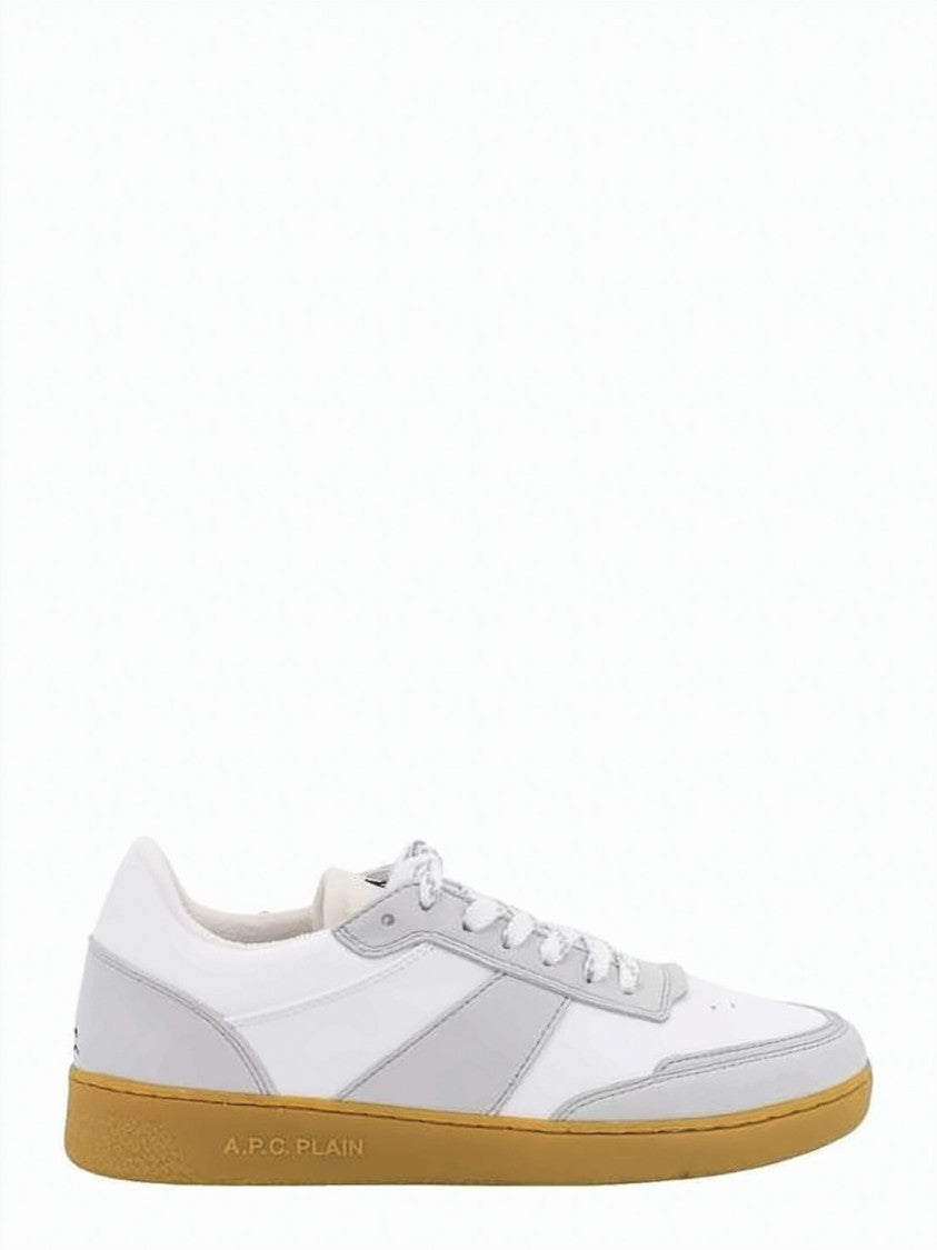 A.P.C. Low-Top White Sneakers With Grey Suede Overlays