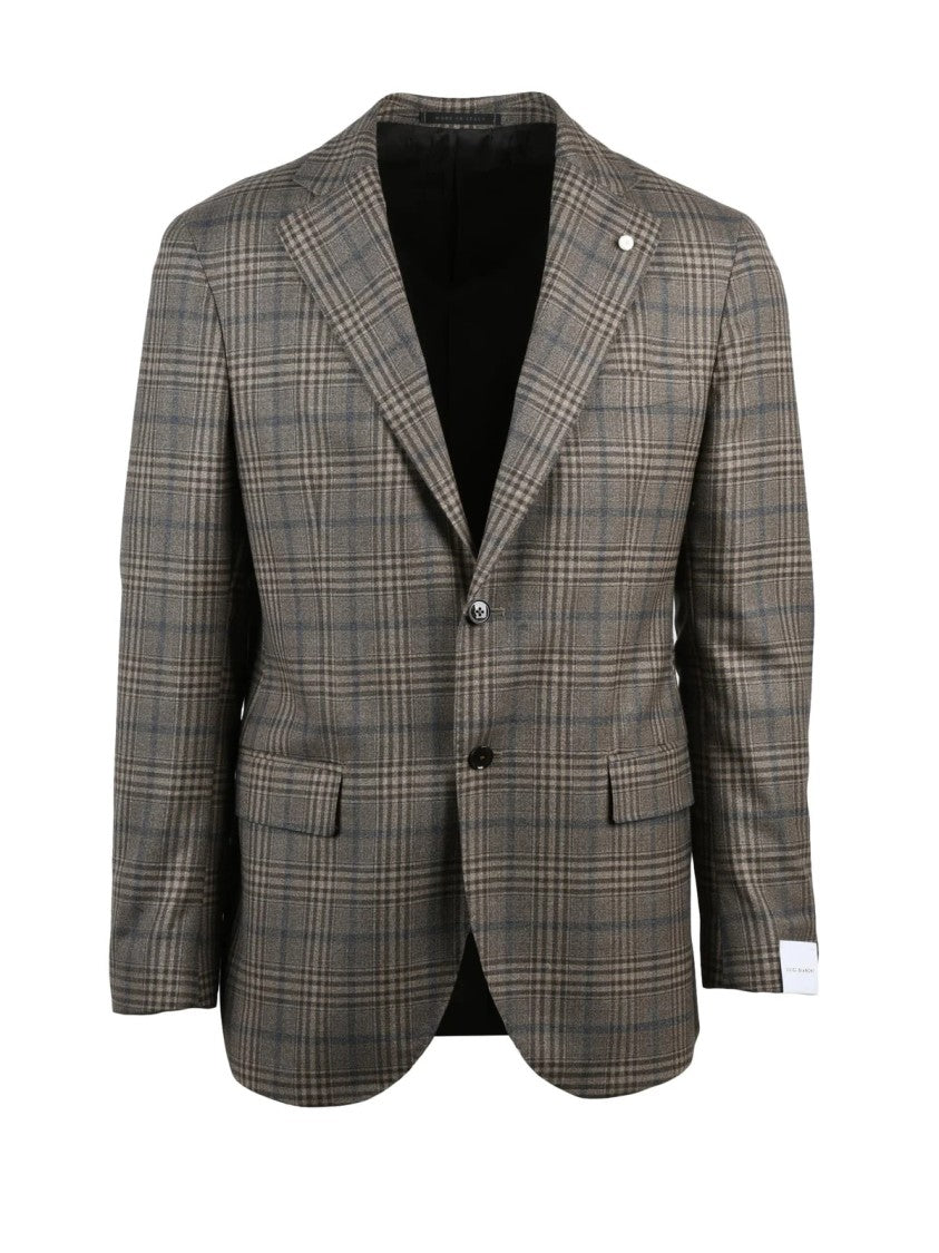 Luigi Bianchi Rounded Wool Jacket With Plaid Pattern And Tailored Fit
