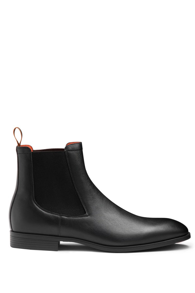 Santoni Black Leather Chelsea Ankle Boots