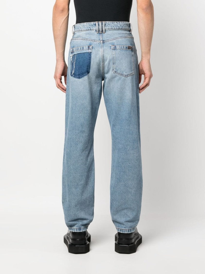 Balmain Hybrid Panelled Straight-Leg Denim Jeans