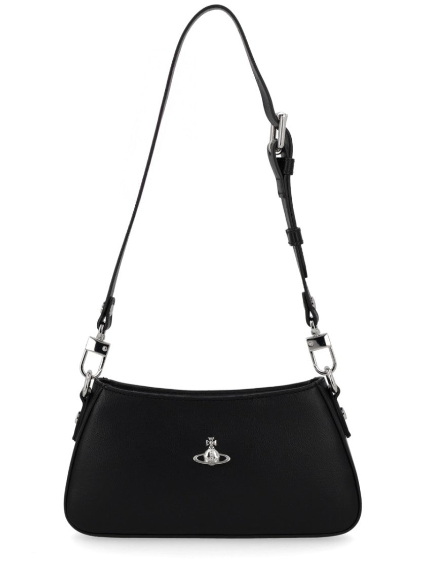 Vivienne Westwood Rectangular Shoulder Bag With Curved Silhouette And Metallic Emblem