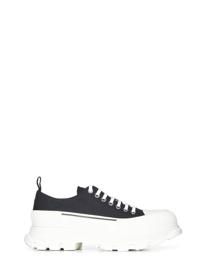 Alexander Mcqueen Black Canvas Sneakers With Oversized Rubber Sole