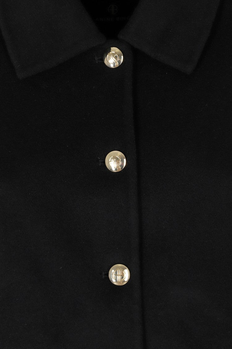 Anine Bing Black Luca Utility Oversized Wool-Cashmere Jacket