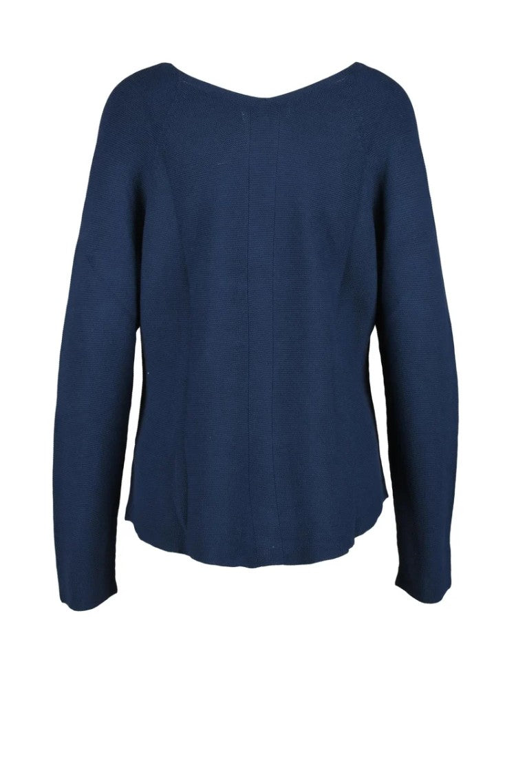 Blu Bianco Blue V-Neck Cotton Sweater