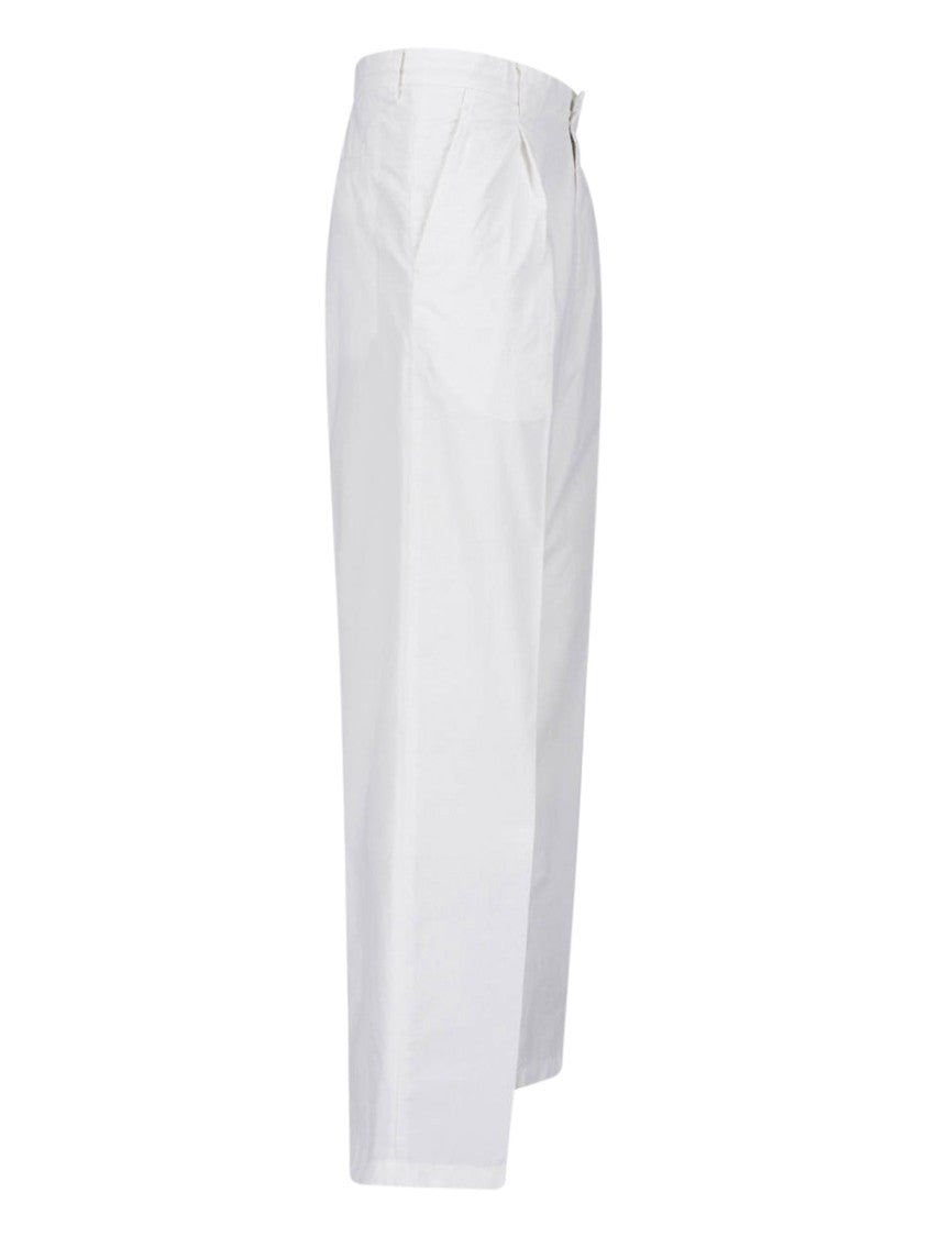 Auralee White Straight Leg Cotton Trousers
