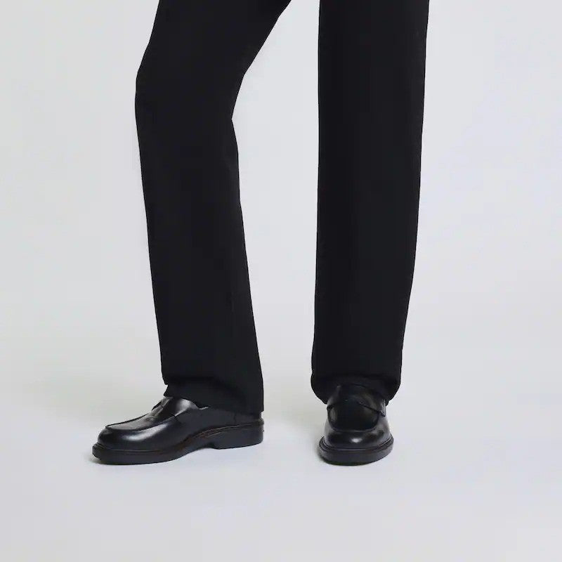 Hogan Polished Black Leather Elevated Sole Penny Loafers