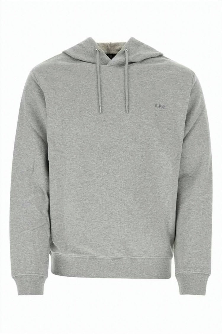 A.P.C. Minimalist Grey Cotton Hoodie With Subtle Logo Detail