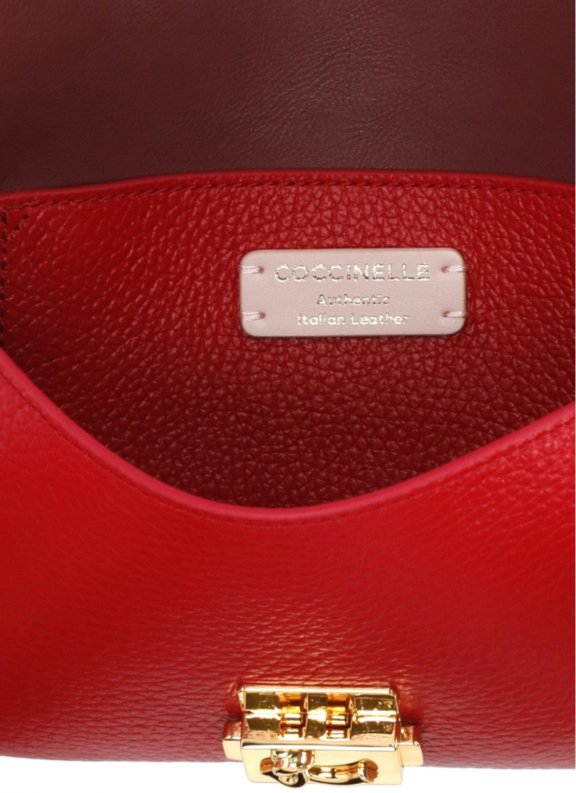 Coccinelle Compact Leather Shoulder Bag With Gold-Tone Lock