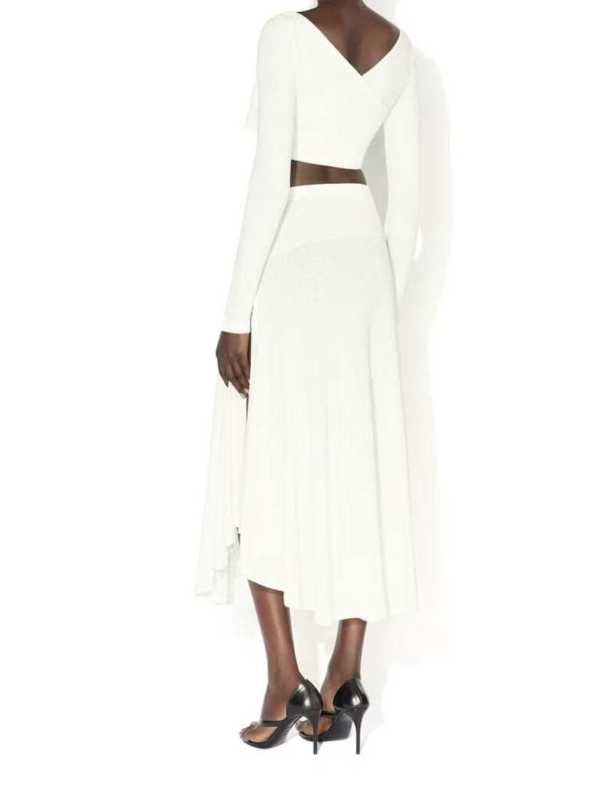 Alaïa Ivory Asymmetrical High Waist Midi Skirt