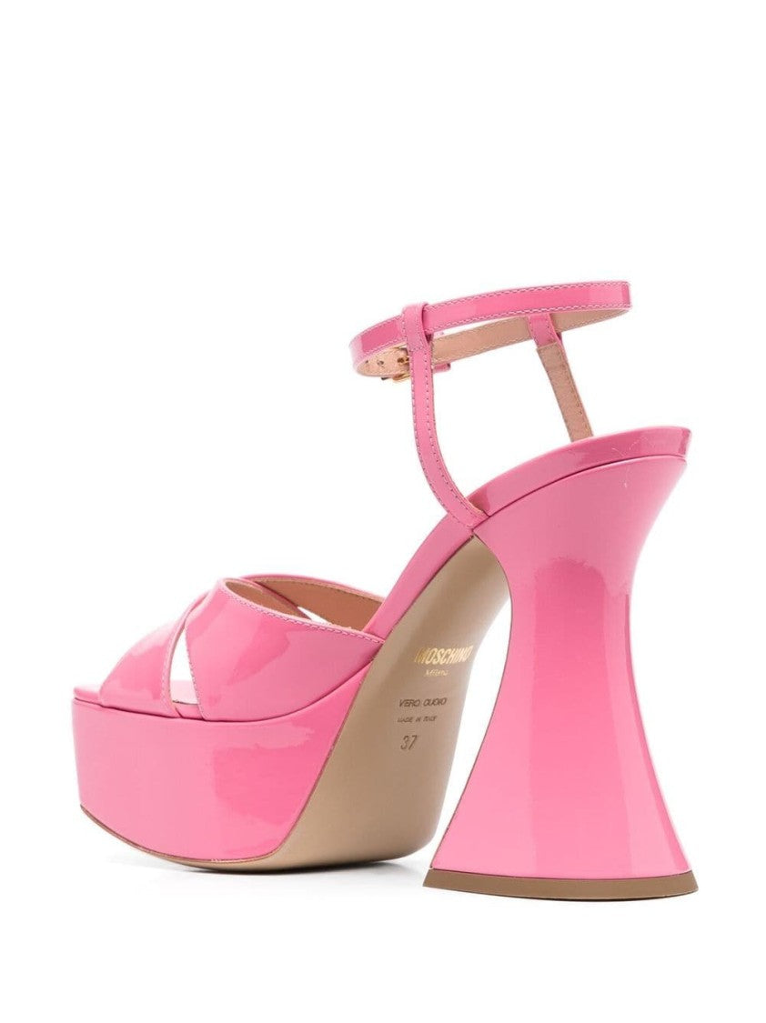 Moschino Calfskin Patent Leather Platform Sandals