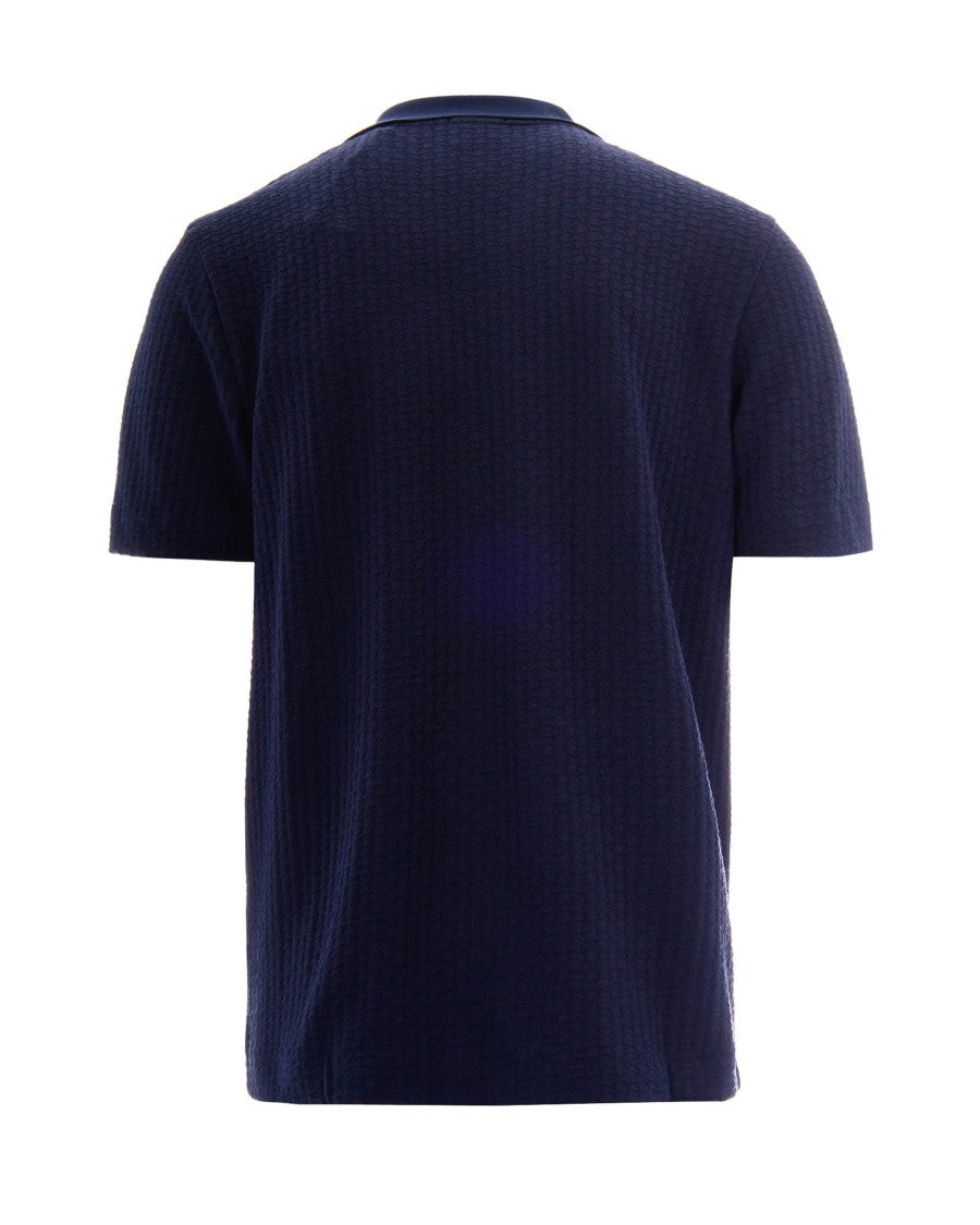 Boss Jacquard Knit Polo Shirt With Modern Johnny Collar