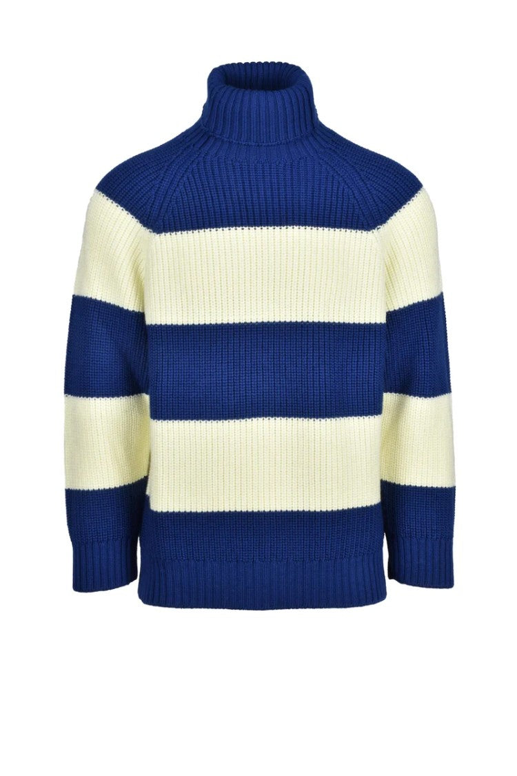 Sunnei High Neck Sweater Virgin Wool - Blue/Yellow