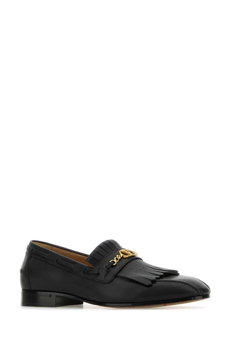 Valentino Garavani Black Leather Vlogo Signature Loafers