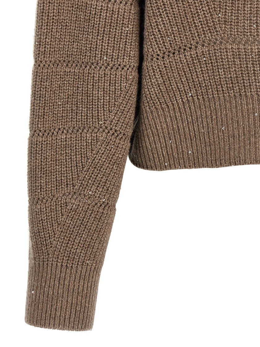 Brunello Cucinelli Rustic Dazzling Net' Cropped Sweater