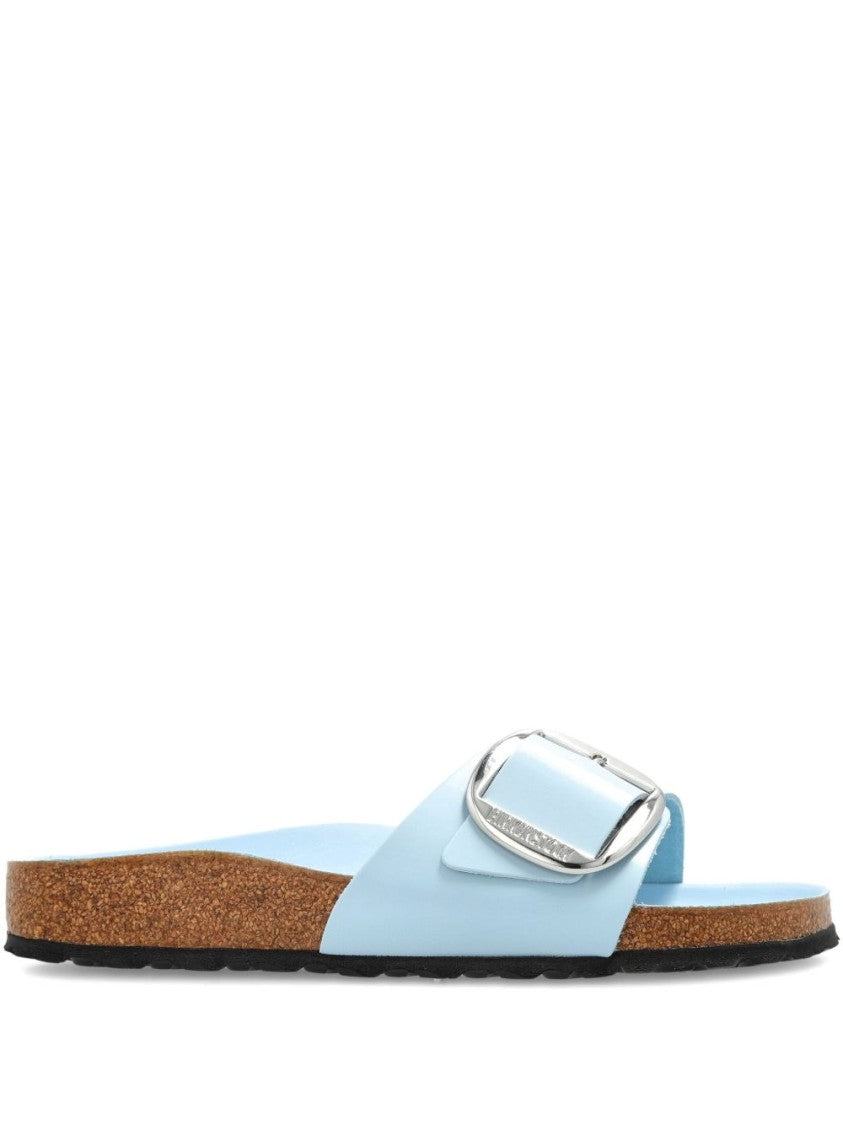Birkenstock Pastel Blue Leather Sandals With Metallic Buckle