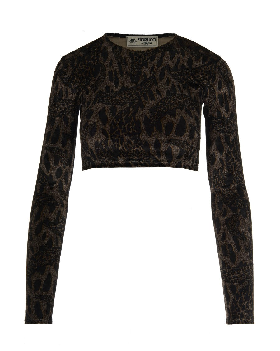 Fiorucci Brown Banimalier Velour Crop Top