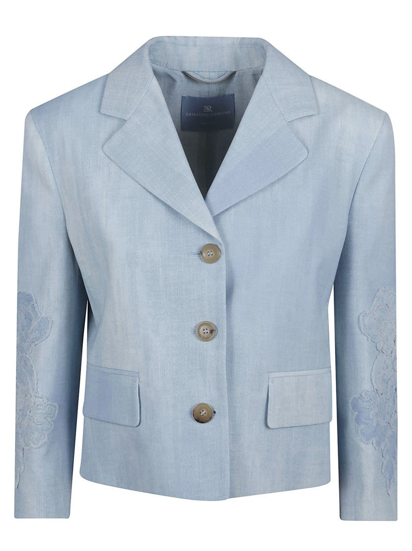 Ermanno Scervino Short Light Blue Jacket