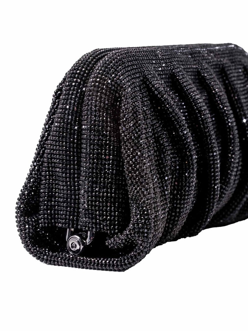 Benedetta Bruzziches Rhinestone-Embellished Black Aluminum Mesh Clutch