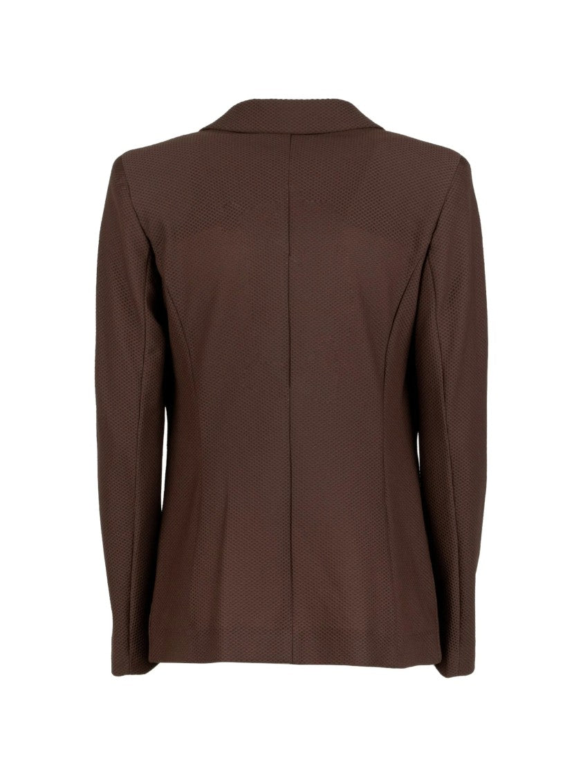 Seventy Venezia Brown Tailored Fitted Polyamide Blazer