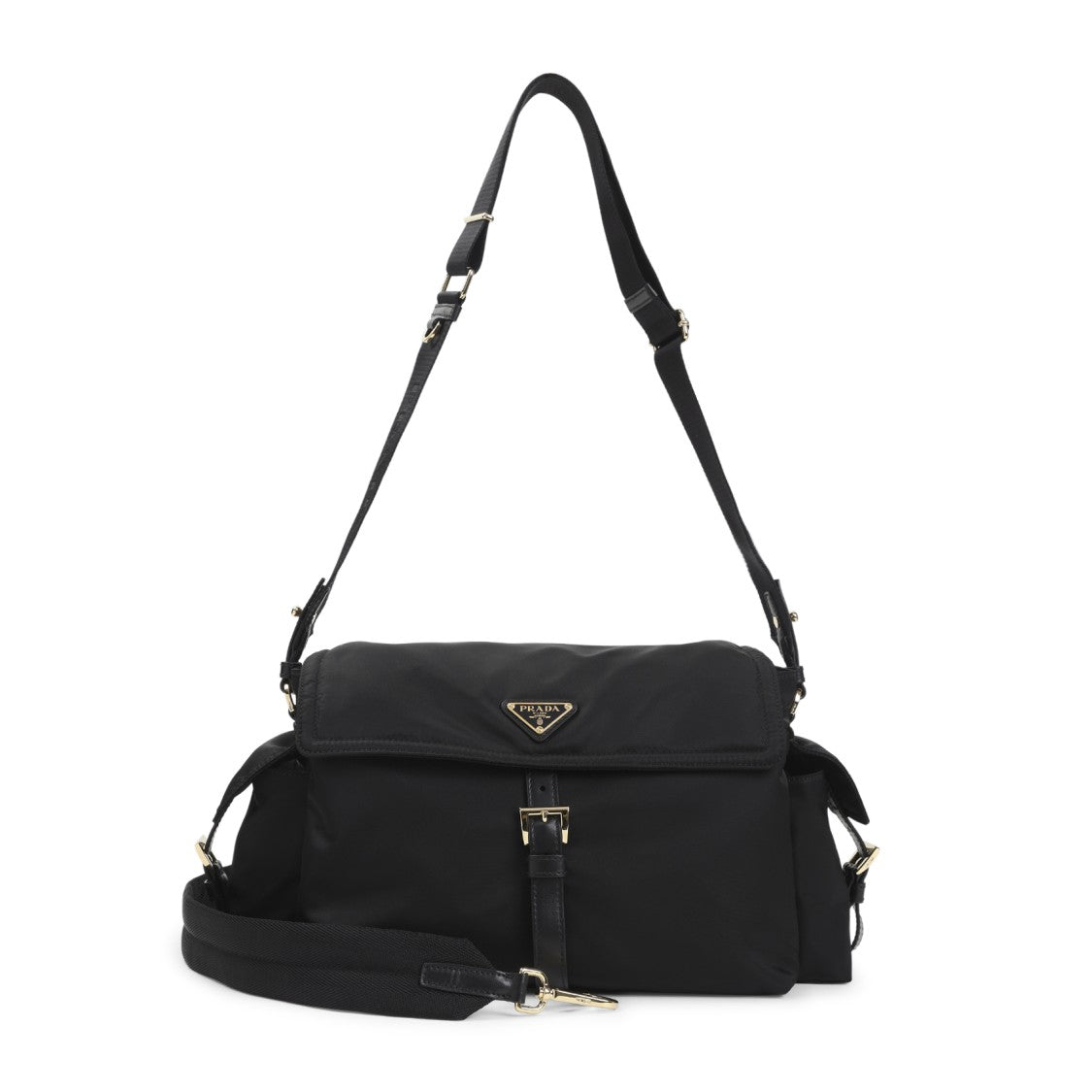Prada Black Polyamide Handbag With Triangular Logo