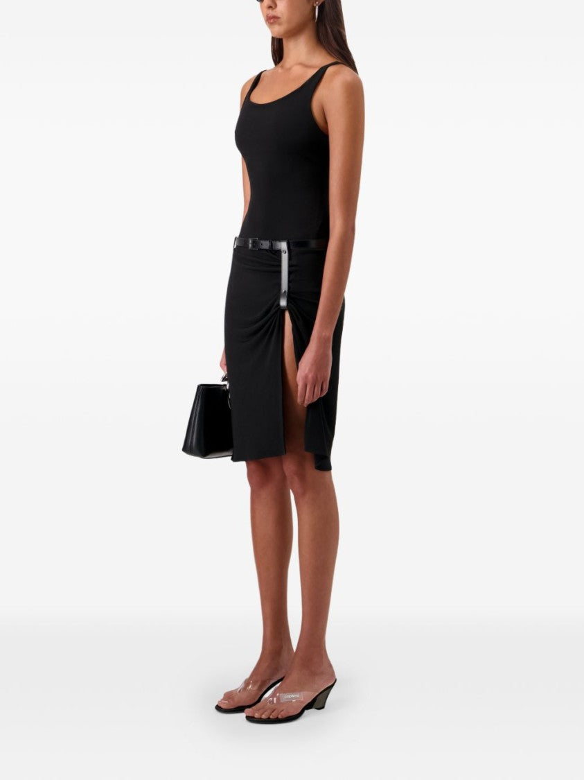 Coperni Black Sleeveless Fitted Ruched Mini Dress