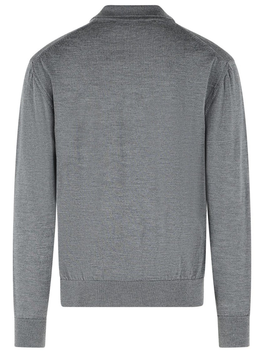 Costumein Micro Ribbed Grey Merino Wool Sweater