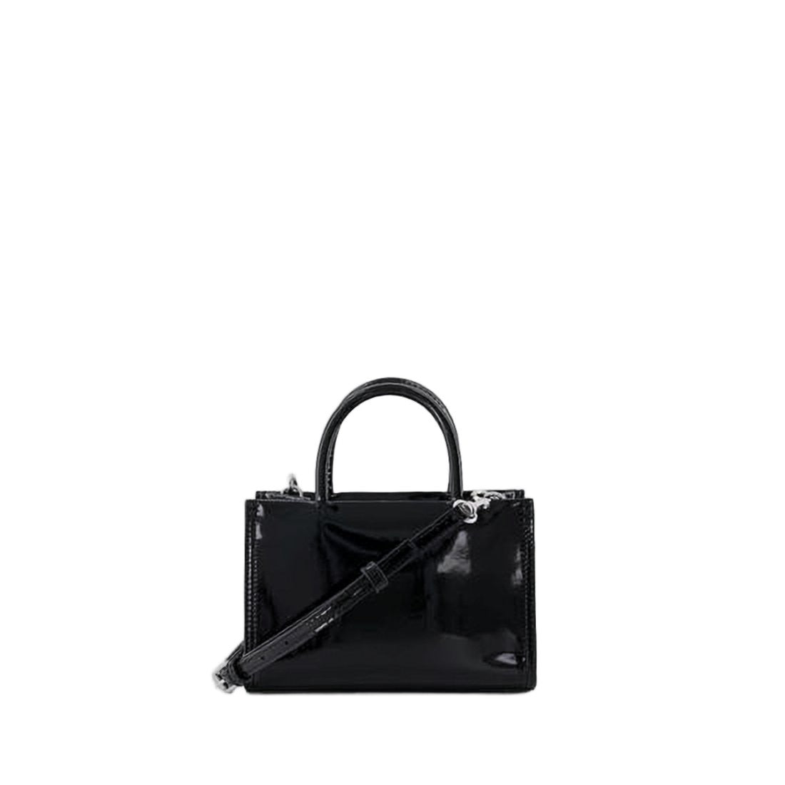 Tory Burch Glossy Black Biofabric Tote With Embossed Logo