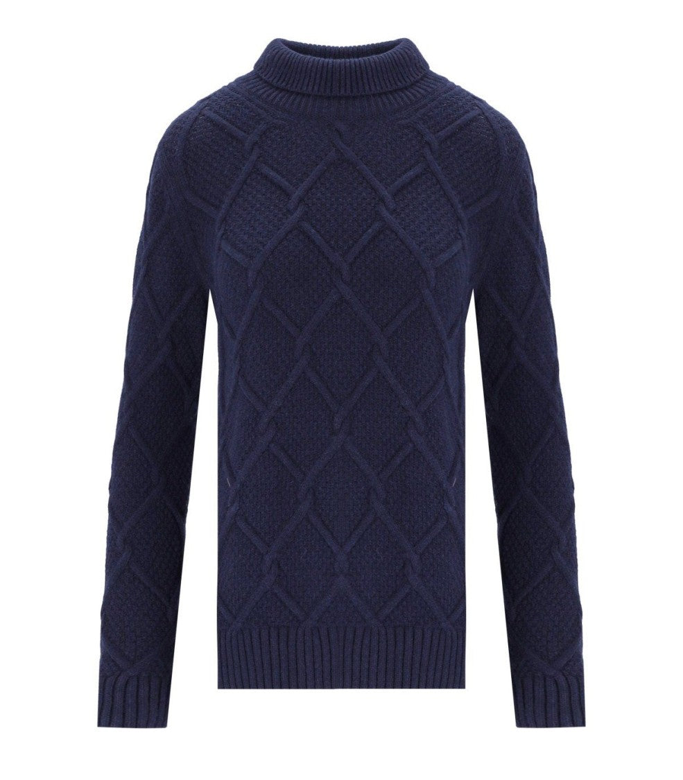 Barbour Burne Roll Blue Turtleneck Sweater